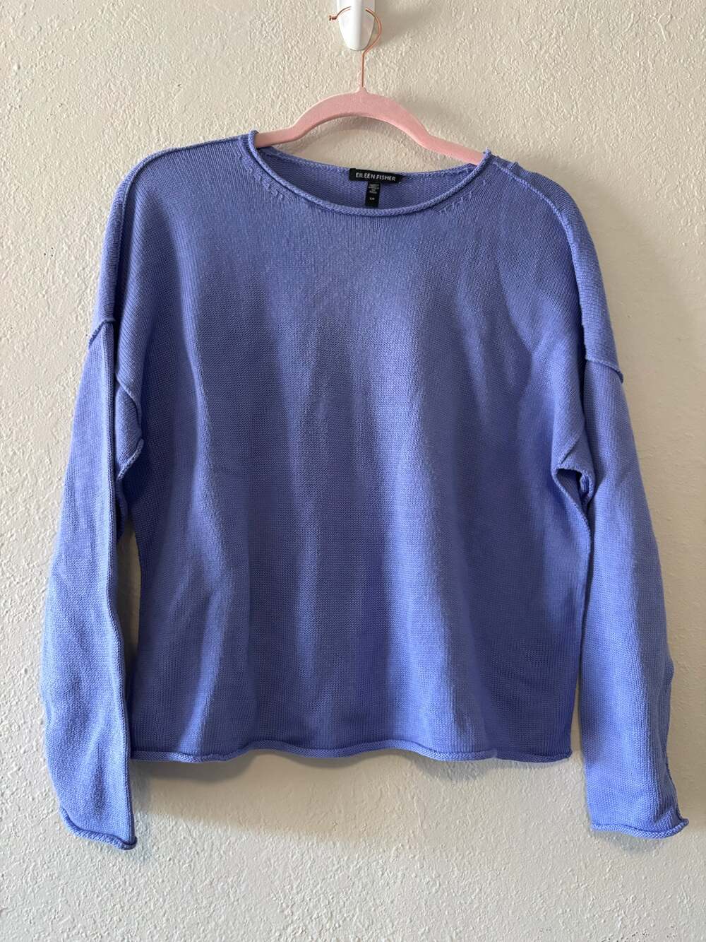 Eileen Fisher Organic Cotton Blend Boxy Sweater Womens Size S Purple Coastal